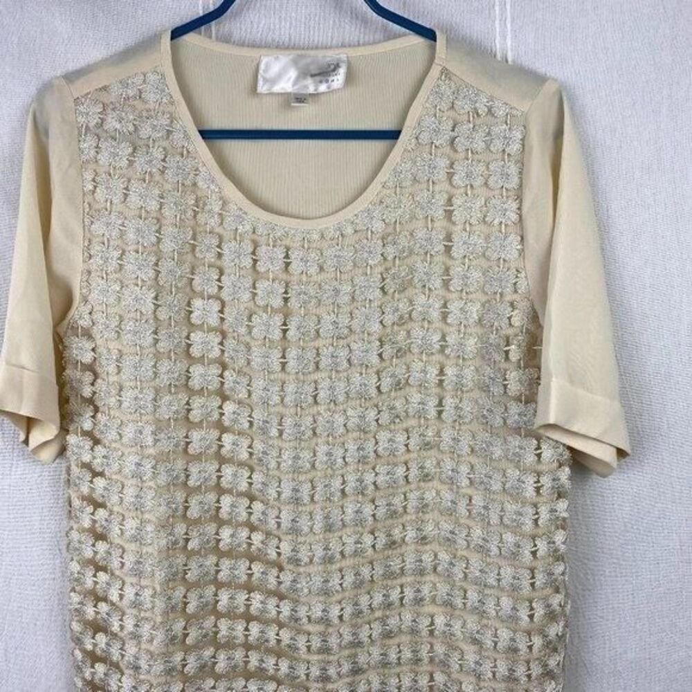 J.O.A semi-sheer‎ Layered Floral Short Sleeve Top S